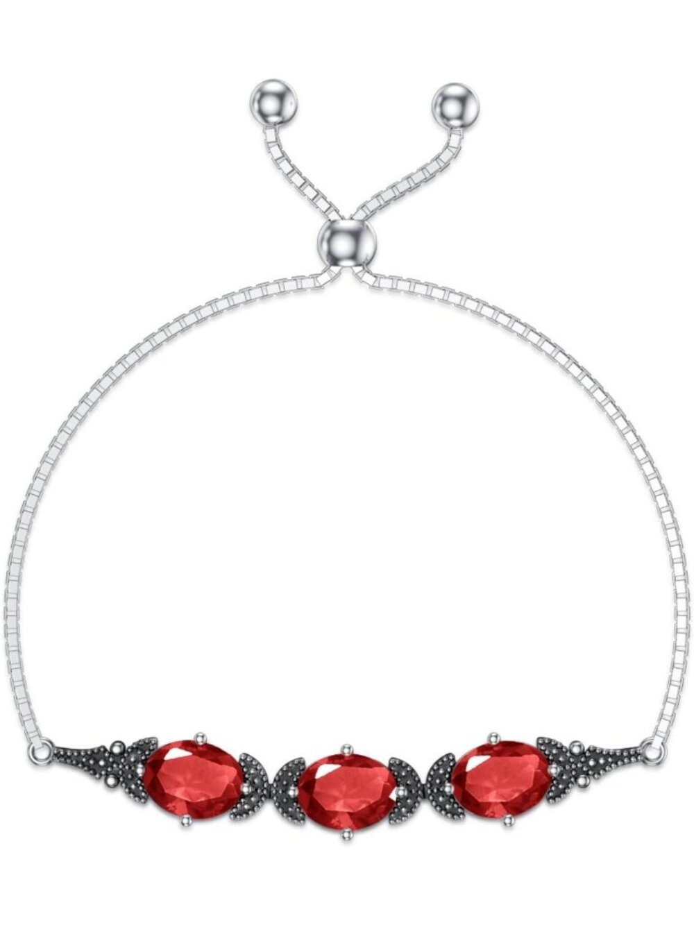 Vintage 925 Sterling Silver Birthstone Bracelet with Austrian Crystal, 7-9in
